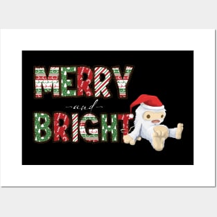 Merry and bright abominable cute snow yeti design Posters and Art